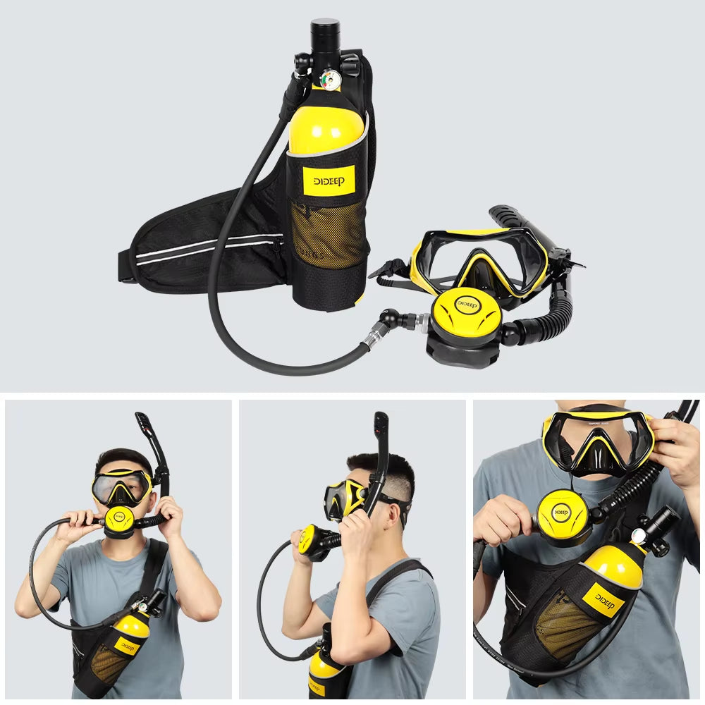 CE & DOT Approved 1L Portable High Pressure Scuba Diving Tank for 15-20 Minute Dives Use Compressed Air